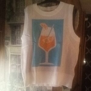 NWT! Sweater Tank top W/Coctail Glass Design